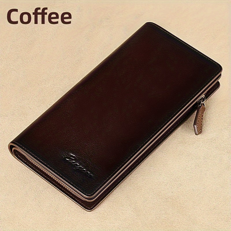 Men's Long Genuine Leather Wallet with Phone Pocket Image