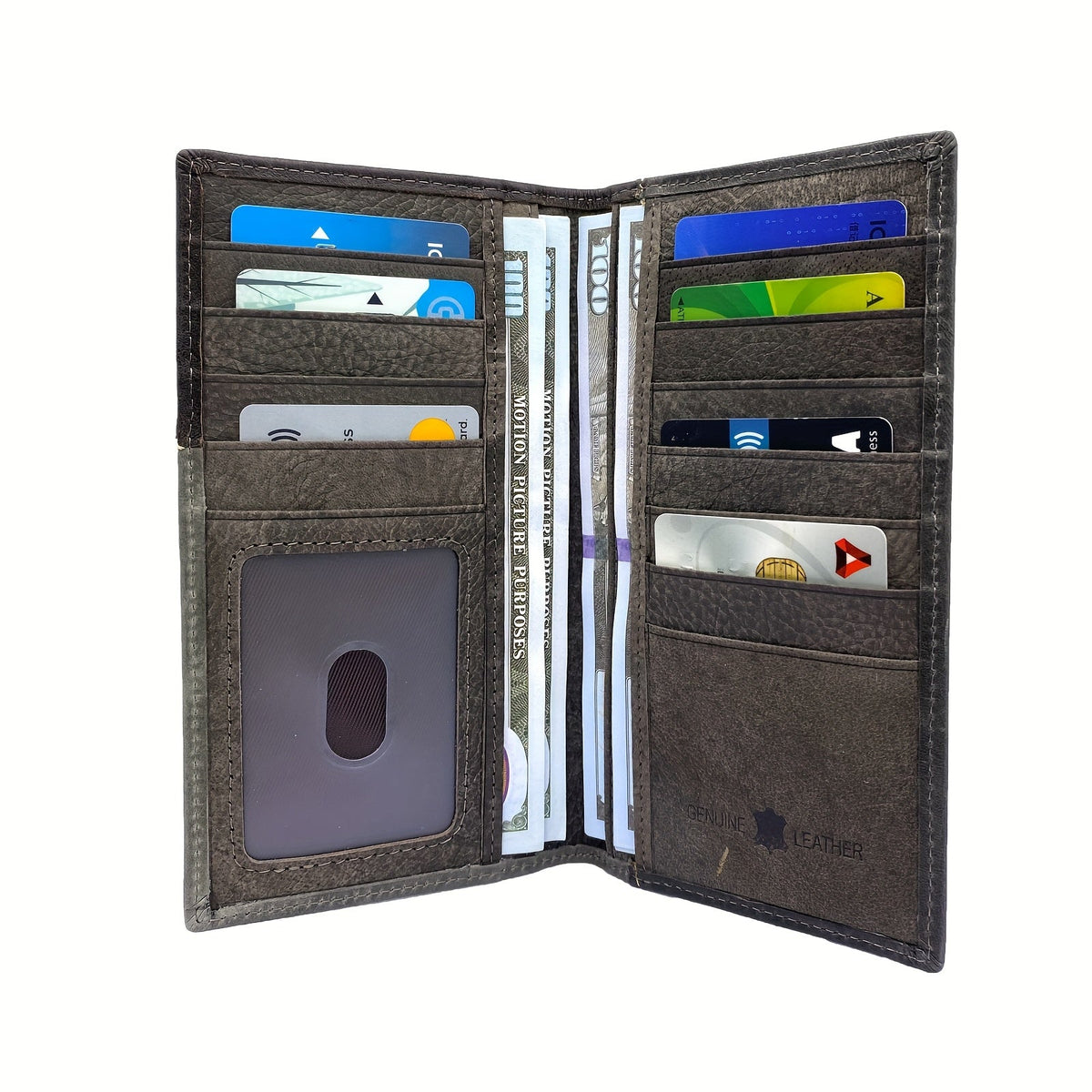Long men's floral embossed leather wallet, western style