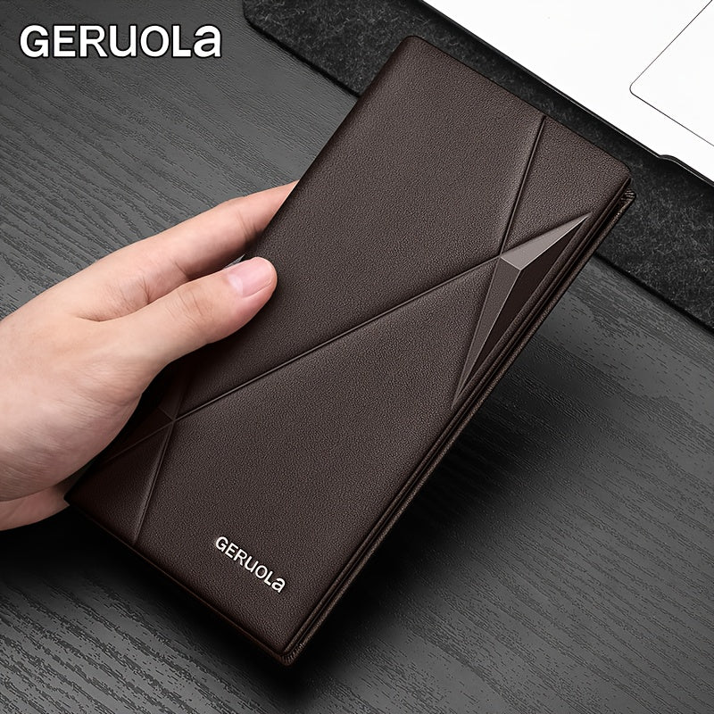 Men's Long Cowhide Leather Wallet, 11 Cards and RFID