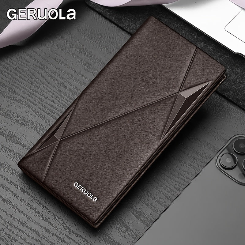 Men's Long Cowhide Leather Wallet, 11 Cards and RFID