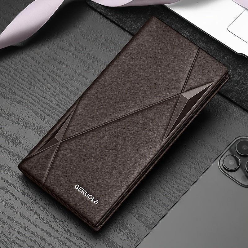 Men's Long Cowhide Leather Wallet, 11 Cards and RFID Image
