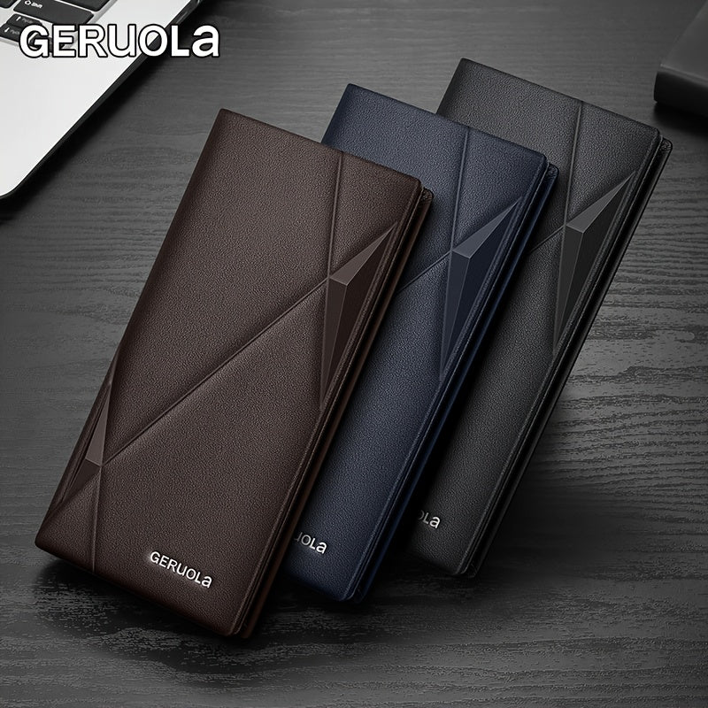 Men's Long Cowhide Leather Wallet, 11 Cards and RFID