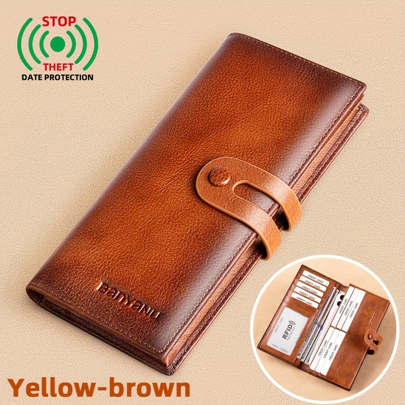 Men's Long Cowhide Wallet, 12 Cards, RFID Image