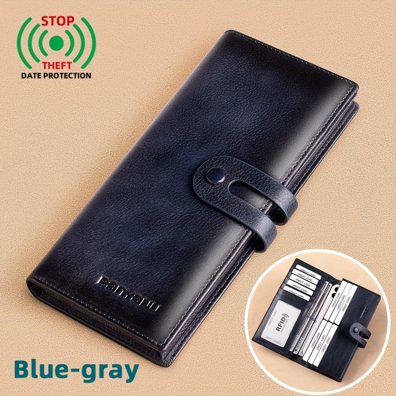 Men's Long Cowhide Wallet, 12 Cards, RFID Image
