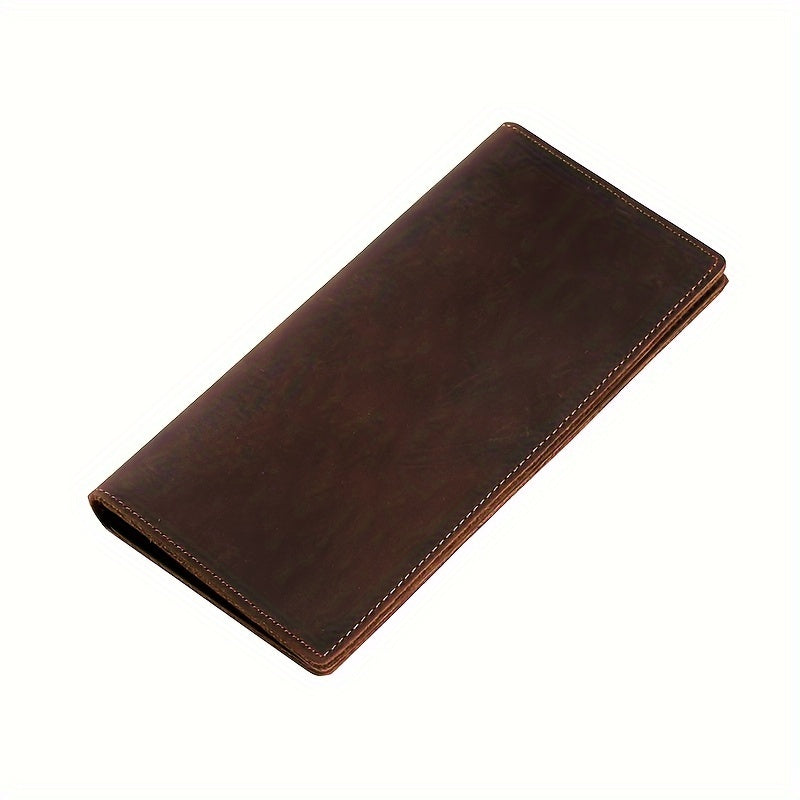 Men's Long Cowhide Wallet, Dark Brown Image