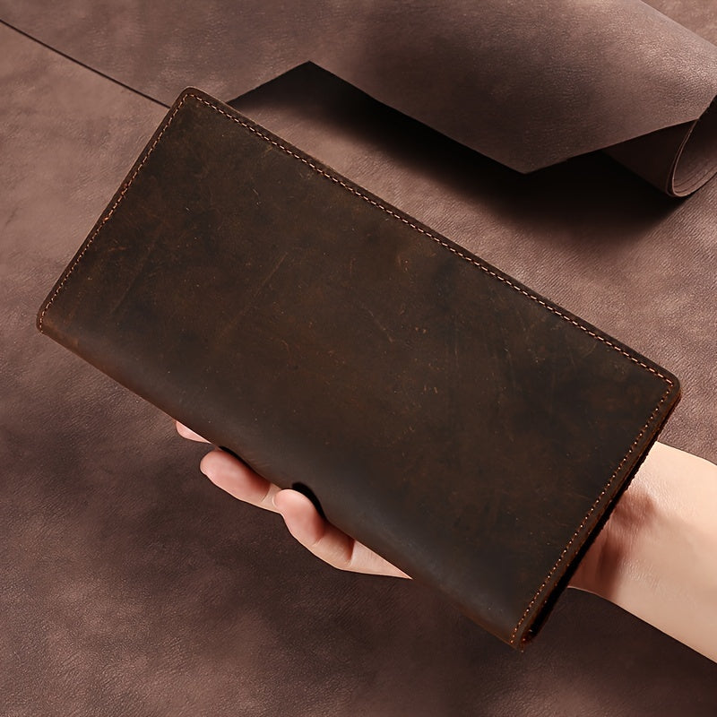 Men's Long Cowhide Wallet, Dark Brown Image