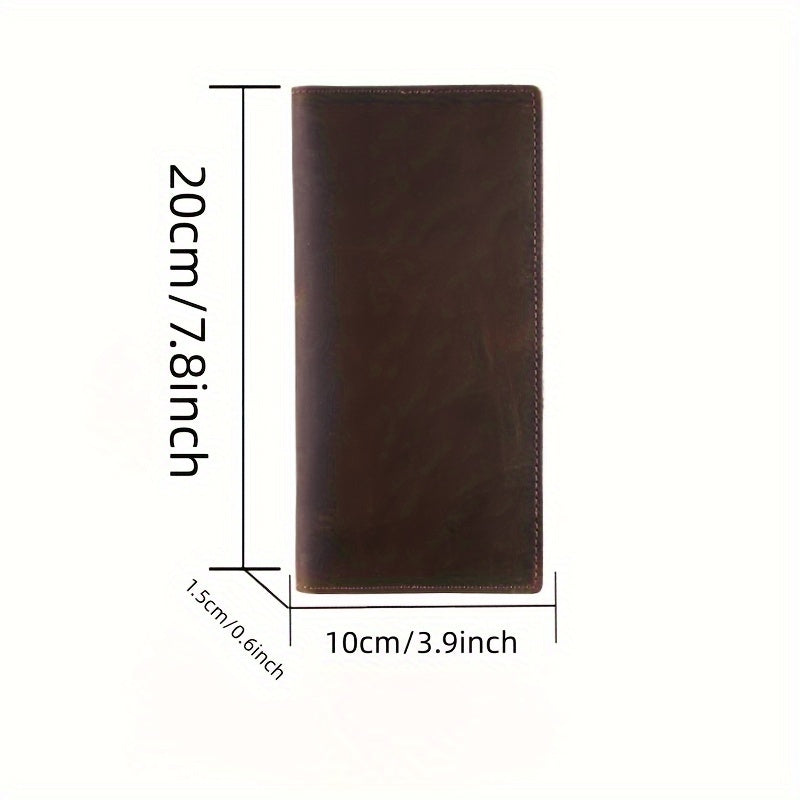 Men's Long Cowhide Wallet, Dark Brown