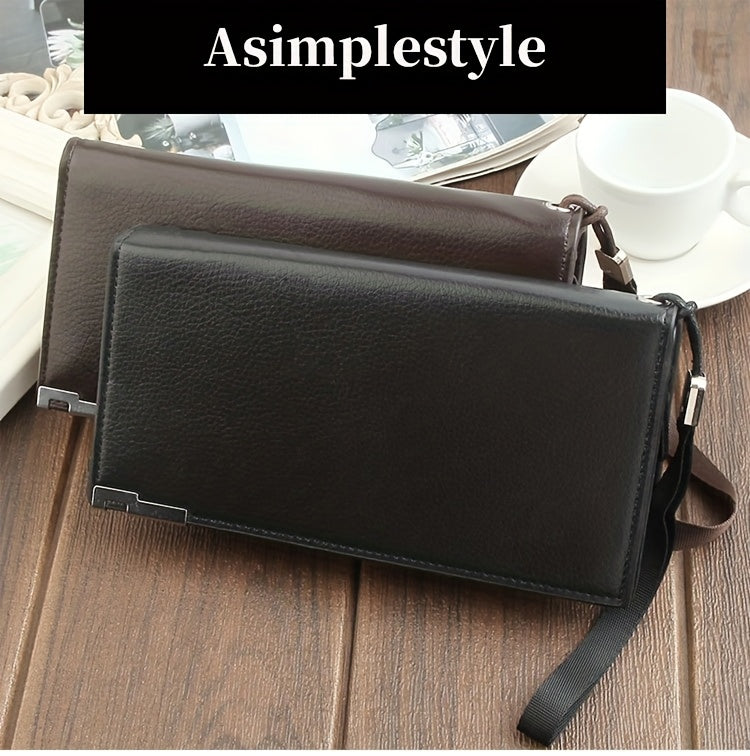 Men's Long Wallet with Wrist Strap, 8 Card Slots