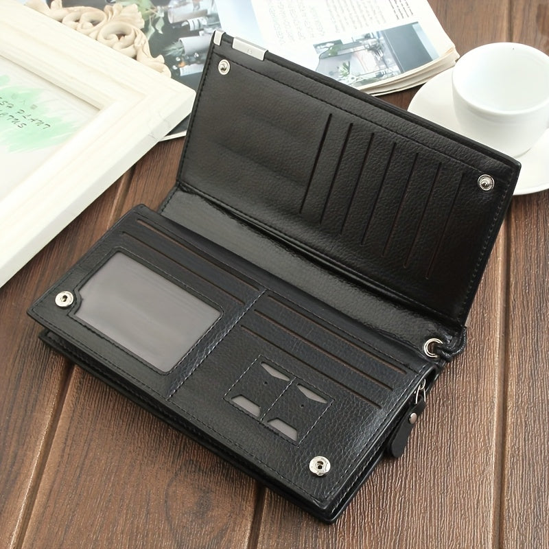 Men's Long Wallet with Wrist Strap, 8 Card Slots