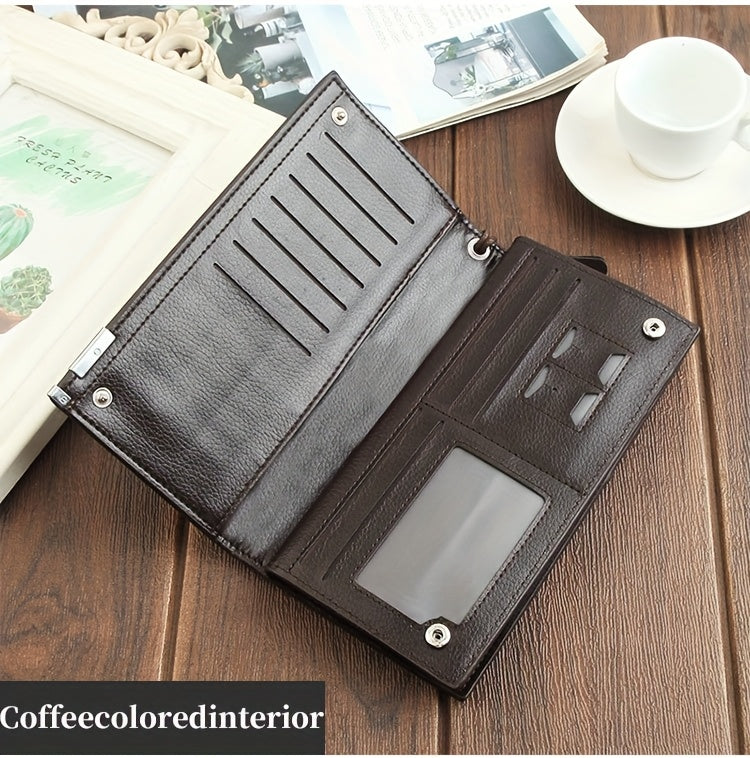 Men's Long Wallet with Wrist Strap, 8 Card Slots