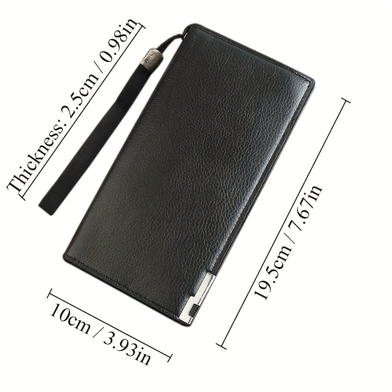 Men's Long Wallet with Wrist Strap, 8 Card Slots