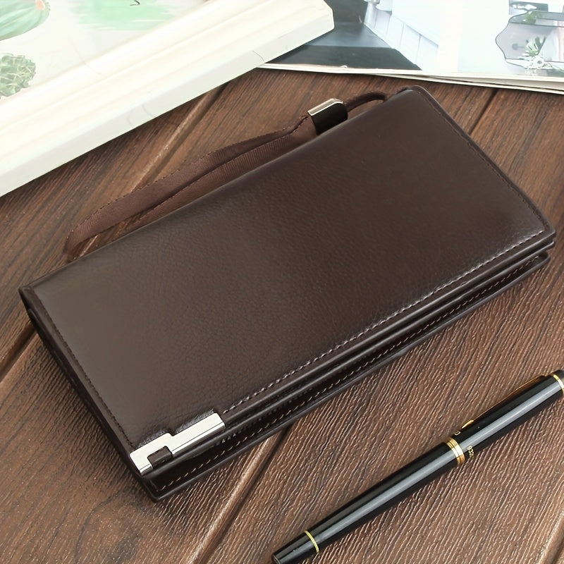 Men's Long Wallet with Wrist Strap, 8 Card Slots