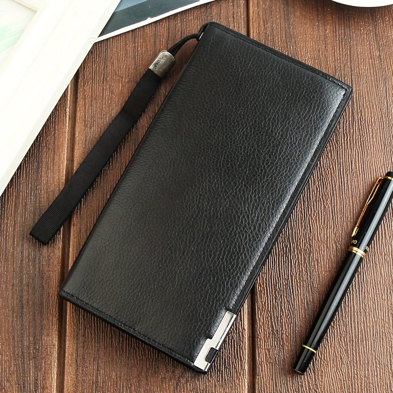 Men's Long Wallet with Wrist Strap, 8 Card Slots