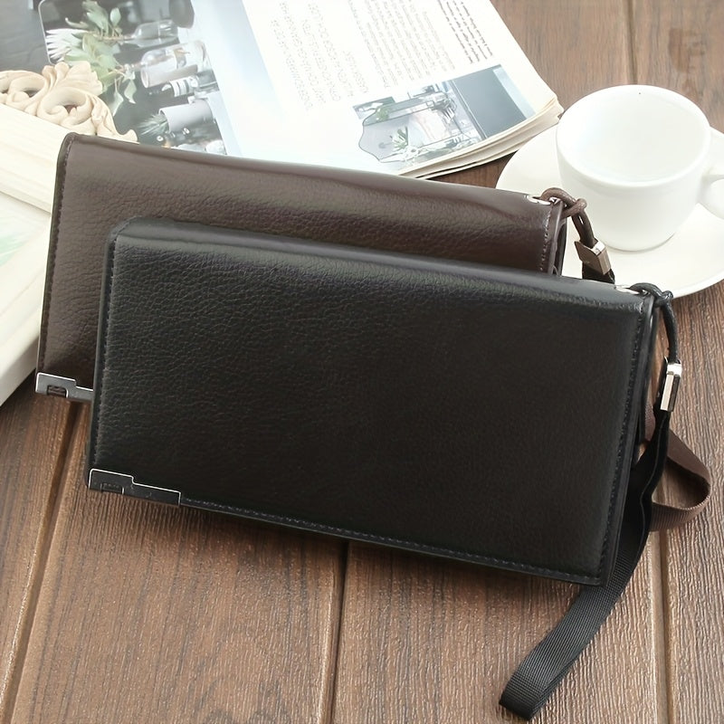 Men's Long Wallet with Wrist Strap, 8 Card Slots