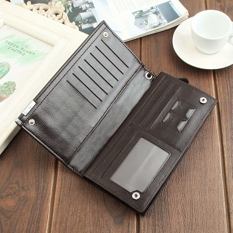 Men's Long Wallet with Wrist Strap, 8 Card Slots