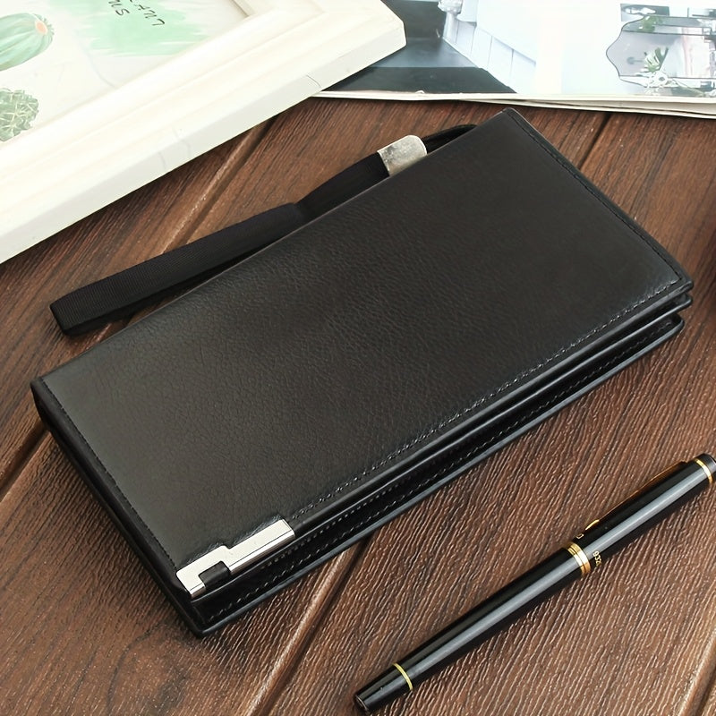 Men's Long Wallet with Wrist Strap, 8 Card Slots