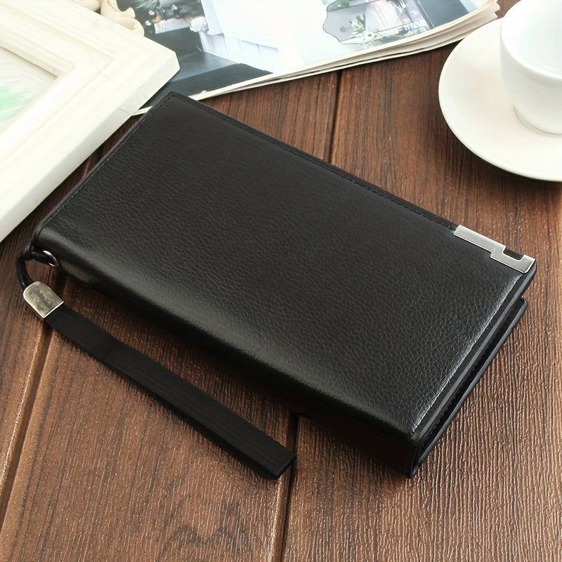 Men's Long Wallet with Wrist Strap, 8 Card Slots