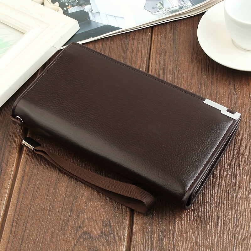 Men's Long Wallet with Wrist Strap, 8 Card Slots