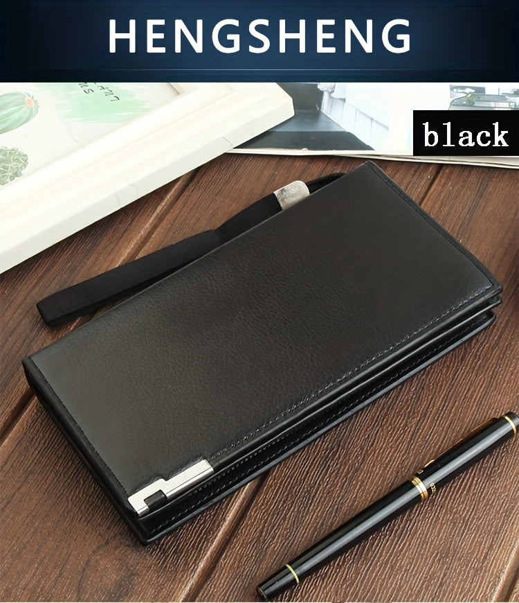 Men's Long Wallet with Wrist Strap, 8 Card Slots