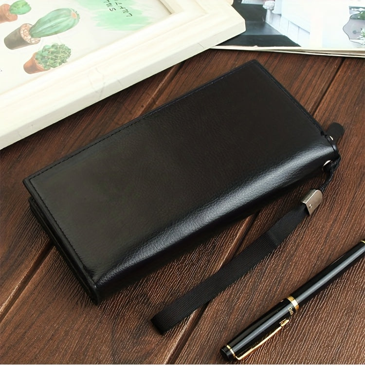 Men's Long Wallet with Wrist Strap, 8 Card Slots