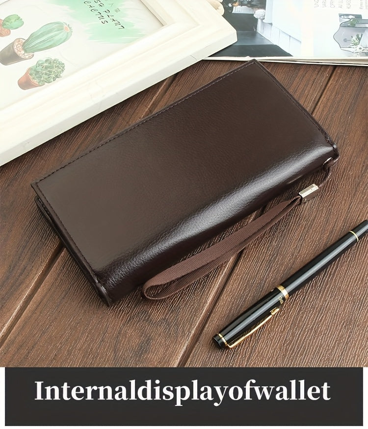 Men's Long Wallet with Wrist Strap, 8 Card Slots