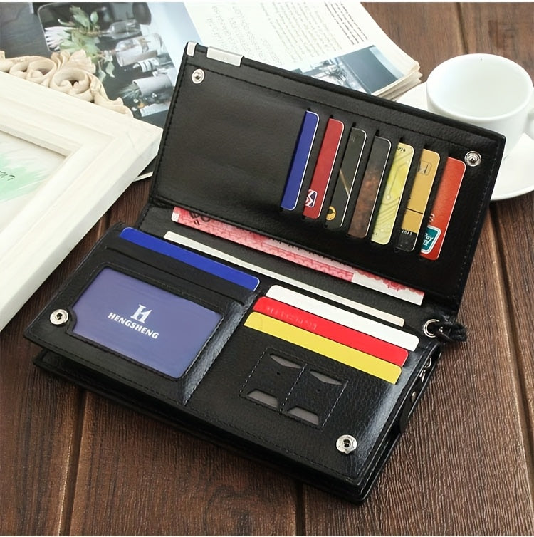 Men's Long Wallet with Wrist Strap, 8 Card Slots
