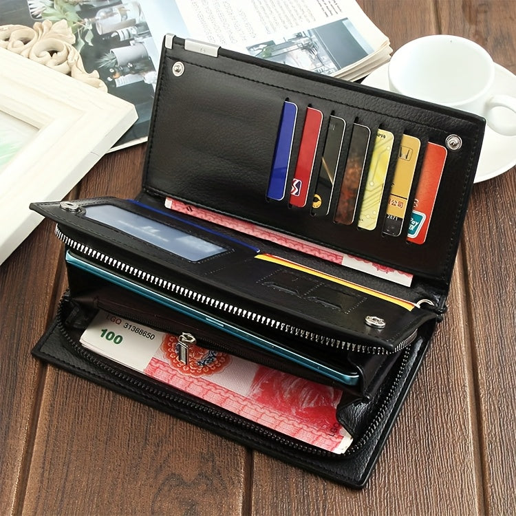 Men's Long Wallet with Wrist Strap, 8 Card Slots