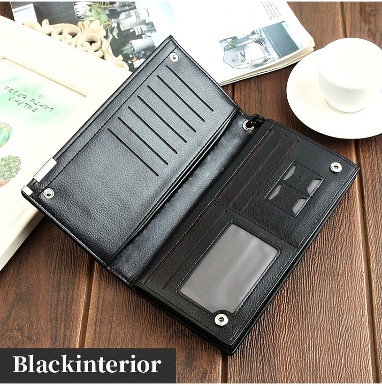 Men's Long Wallet with Wrist Strap, 8 Card Slots