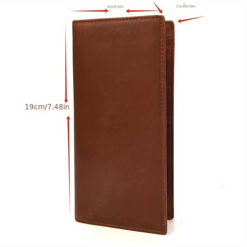 Extra Slim Long Men's Wallet in Oiled Cowhide Leather