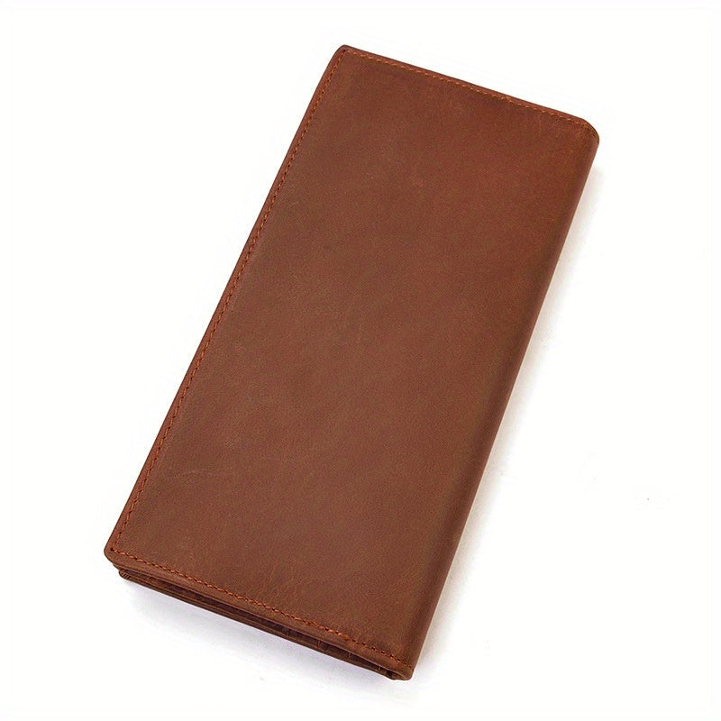 Extra Slim Long Men's Wallet in Oiled Cowhide Leather