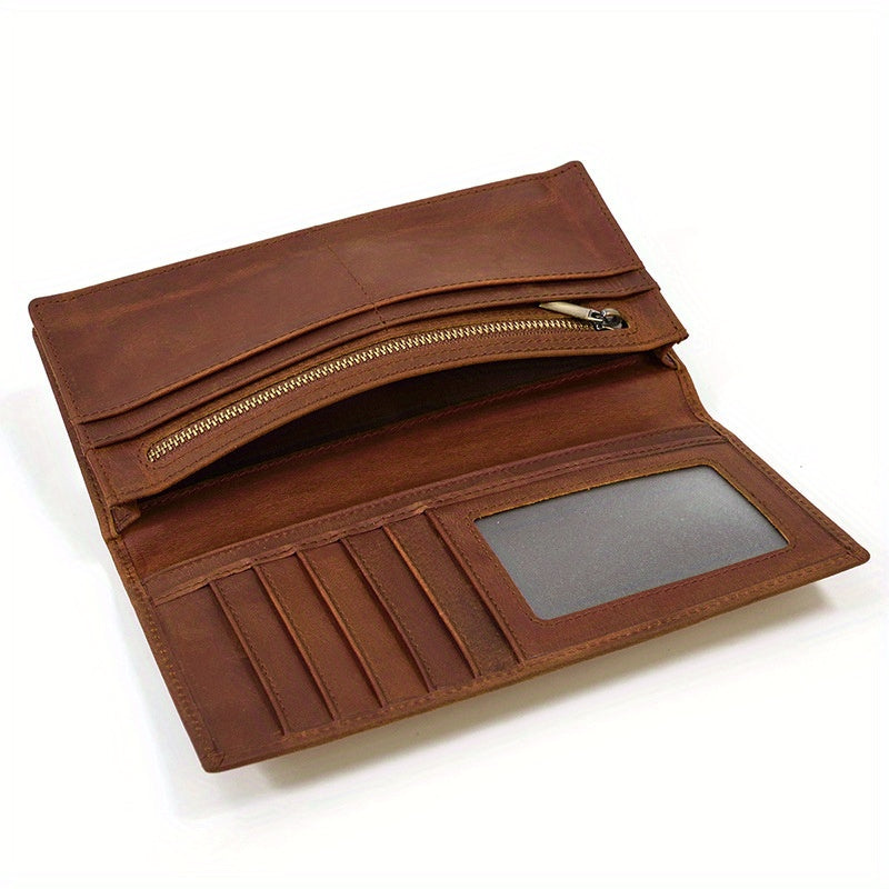 Extra Slim Long Men's Wallet in Oiled Cowhide Leather Image