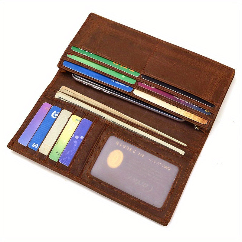 Extra Slim Long Men's Wallet in Oiled Cowhide Leather