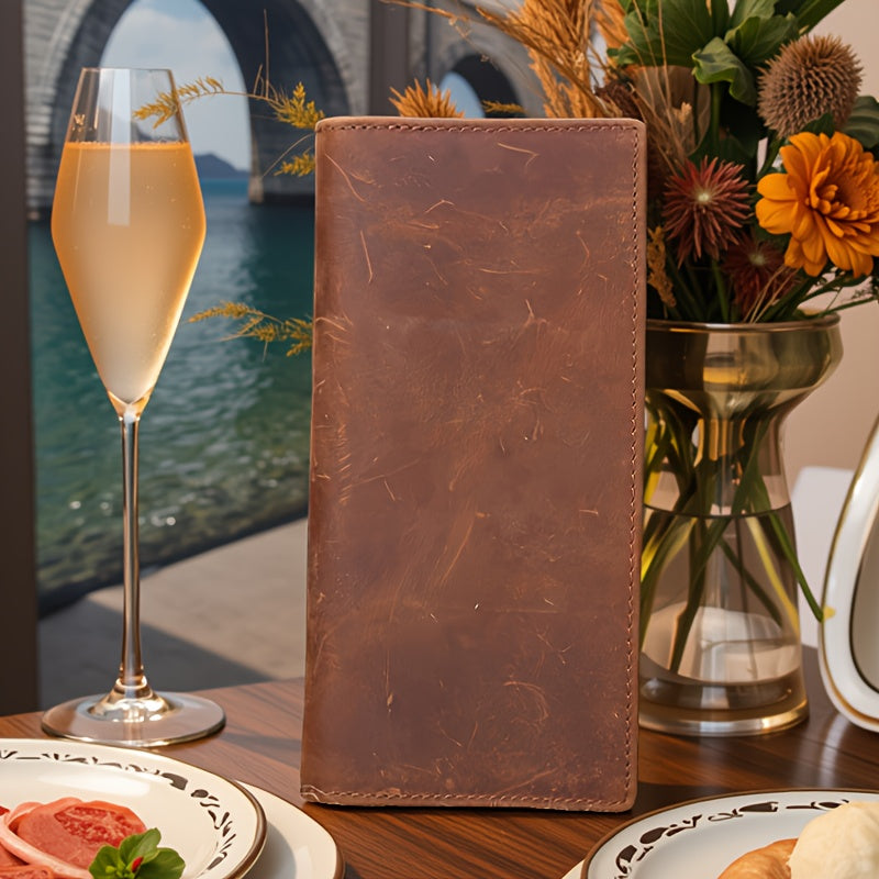 Extra Slim Long Men's Wallet in Oiled Cowhide Leather