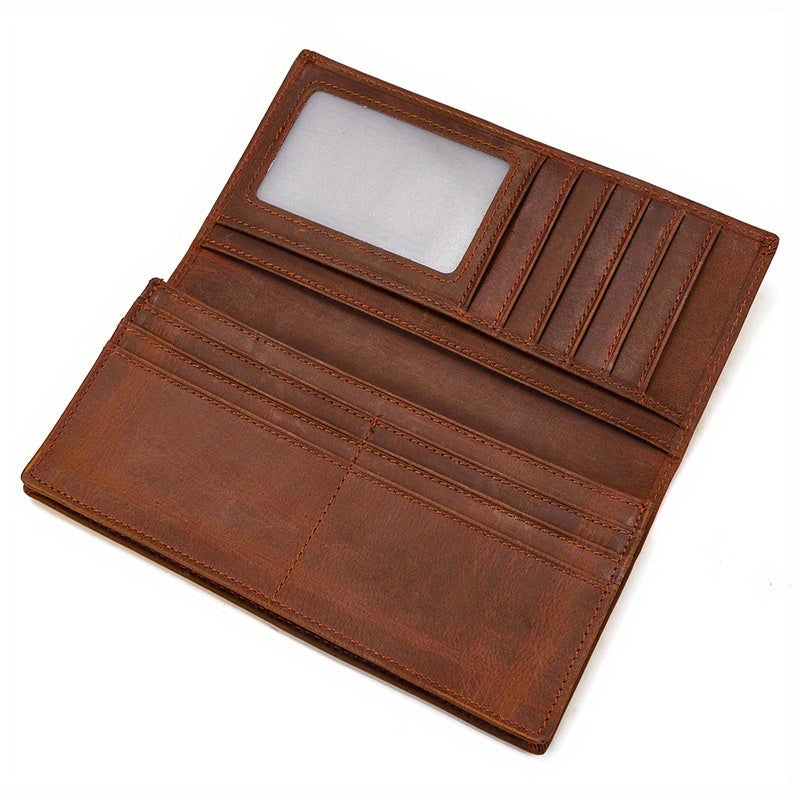 Extra Slim Long Men's Wallet in Oiled Cowhide Leather