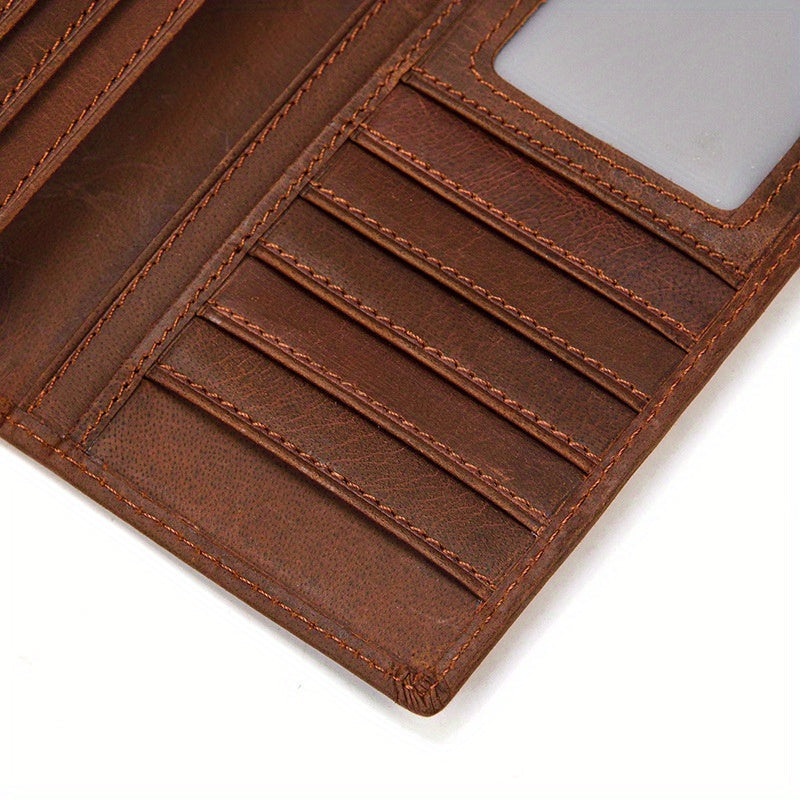 Extra Slim Long Men's Wallet in Oiled Cowhide Leather