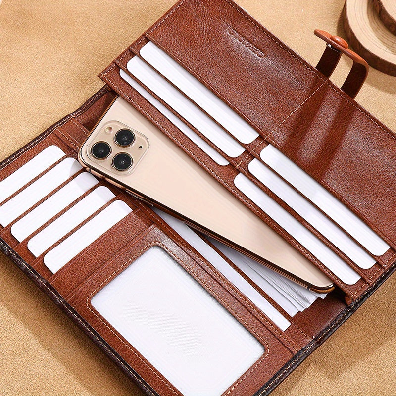 Men's Long Full Grain Wallet with ID Holder