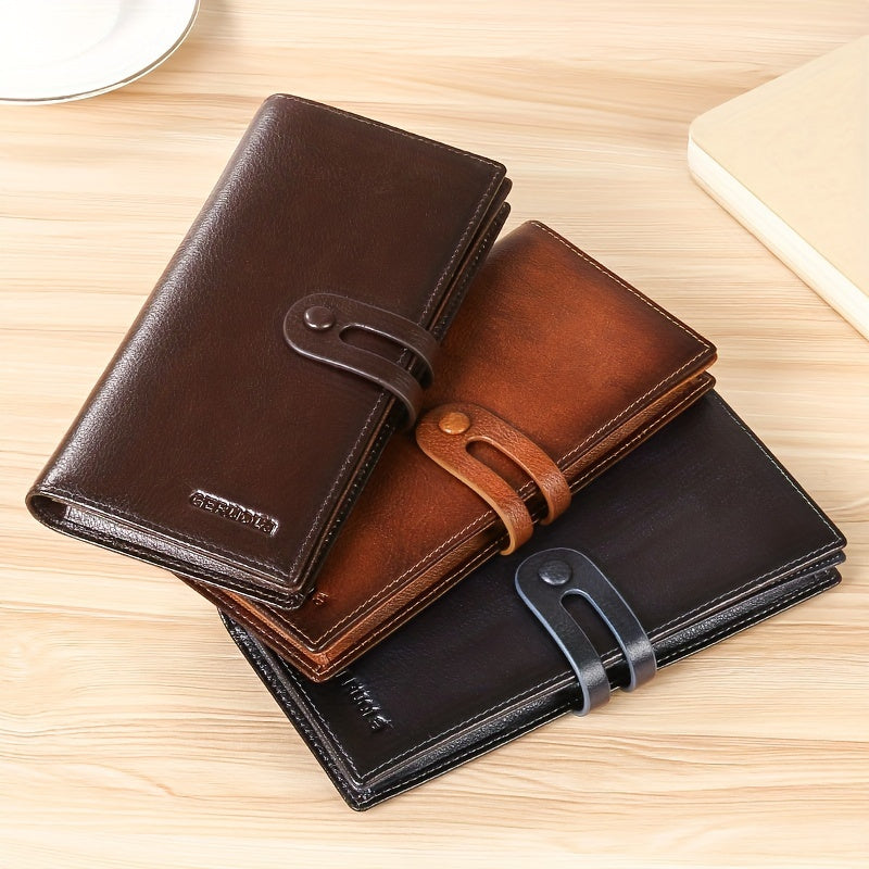 Men's Long Full Grain Wallet with ID Holder
