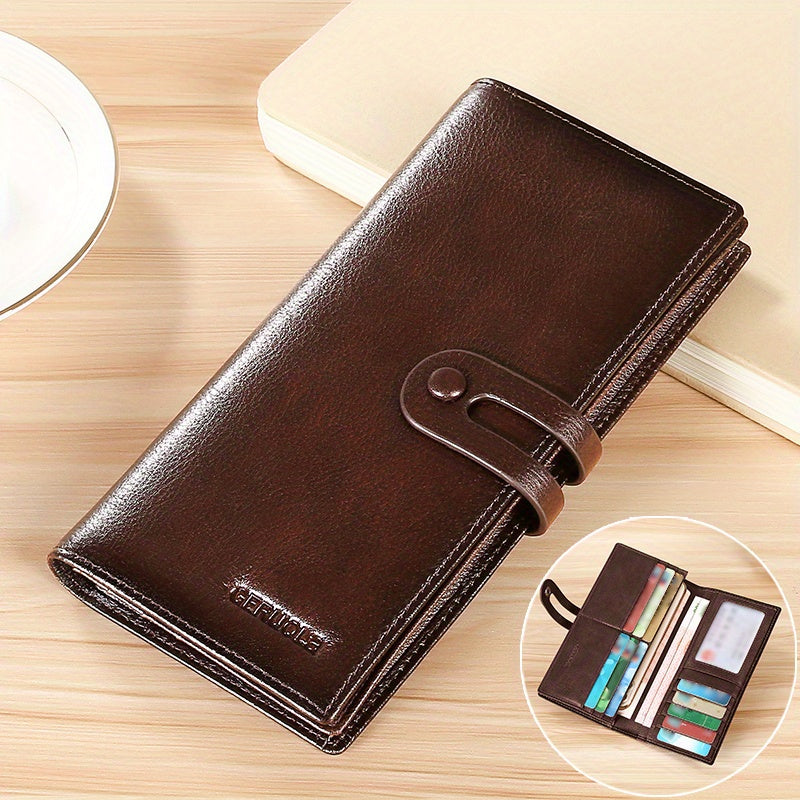 Men's Long Full Grain Wallet with ID Holder