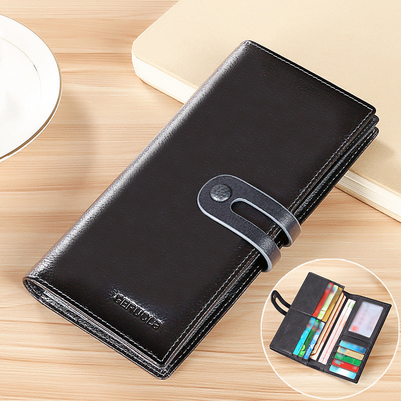 Men's Long Full Grain Wallet with ID Holder