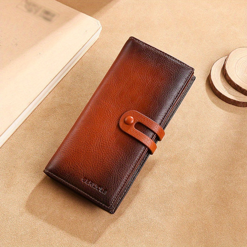 Men's Long Full Grain Wallet with ID Holder