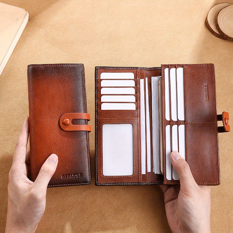 Men's Long Full Grain Wallet with ID Holder