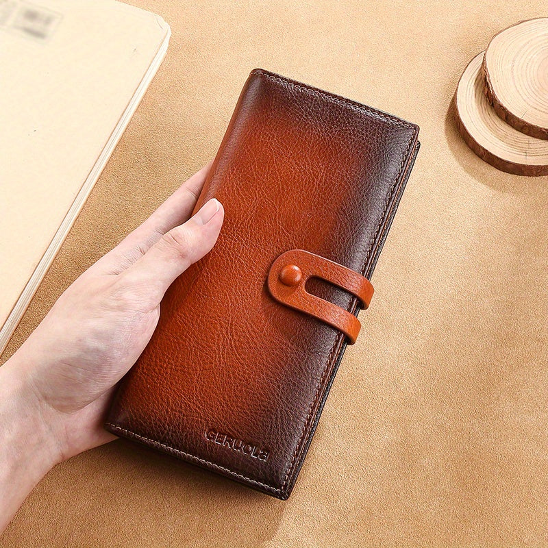 Men's Long Full Grain Wallet with ID Holder