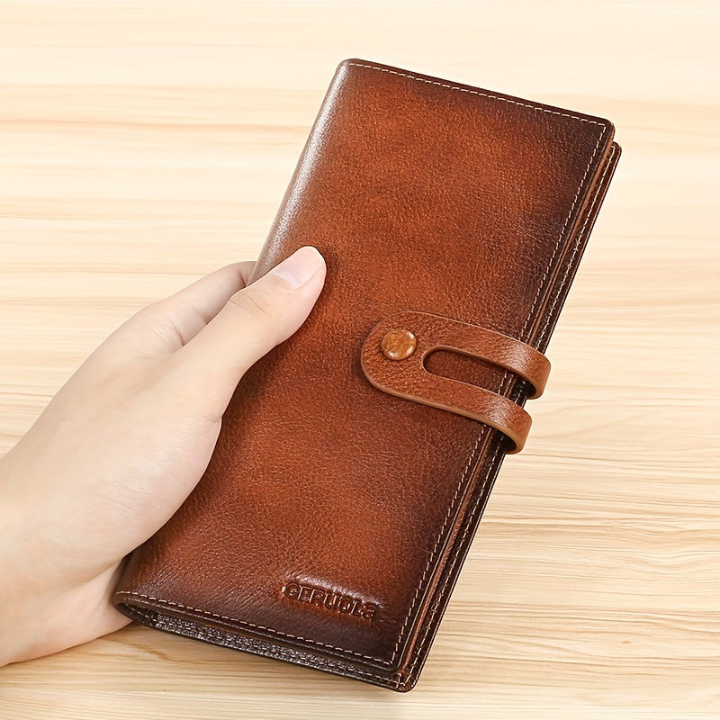 Men's Long Full Grain Wallet with ID Holder