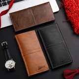 Slim Long Men's PU Wallet with High Capacity and Multiple Card Slots