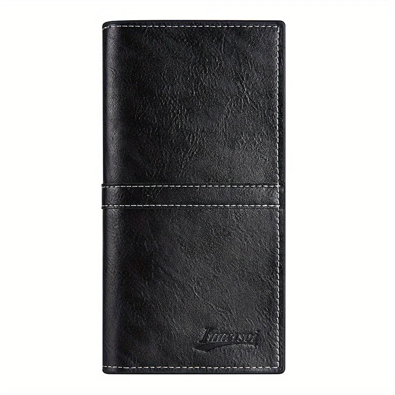 Slim Long Men's PU Wallet with High Capacity and Multiple Card Slots