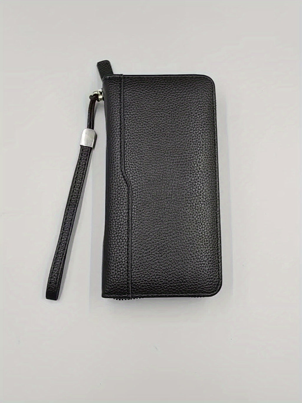 Men's Long Zippered Wallet Black, 27 Card Slots Accordion