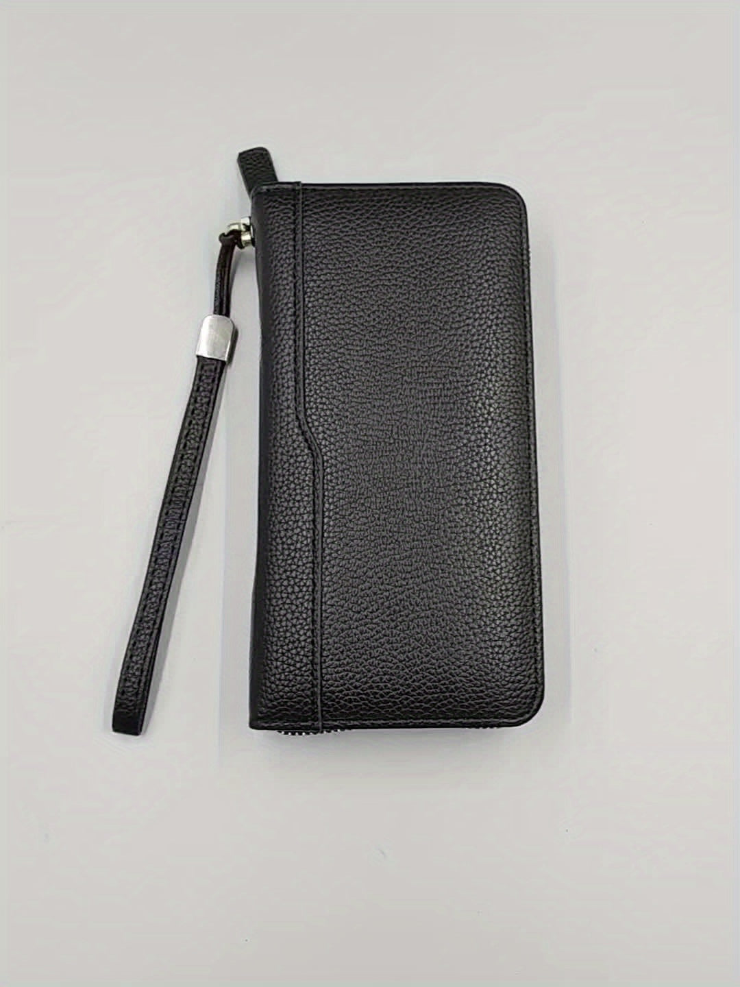 Men's Long Zippered Wallet Black, 27 Card Slots Accordion