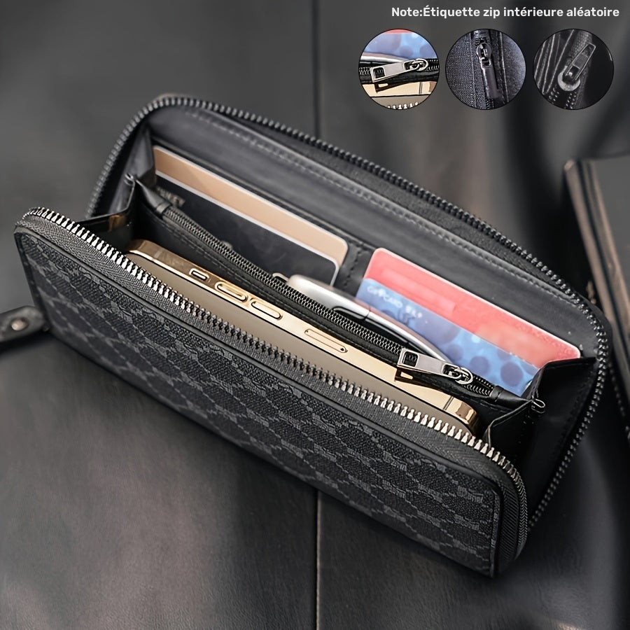 Men's Long Zippered Wallet with 20 cm Phone Pocket