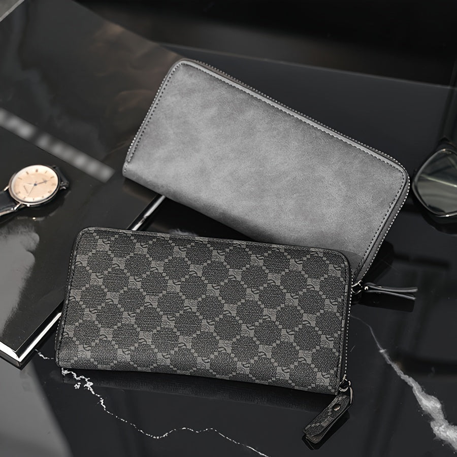 Men's Long Zippered Wallet with 20 cm Phone Pocket