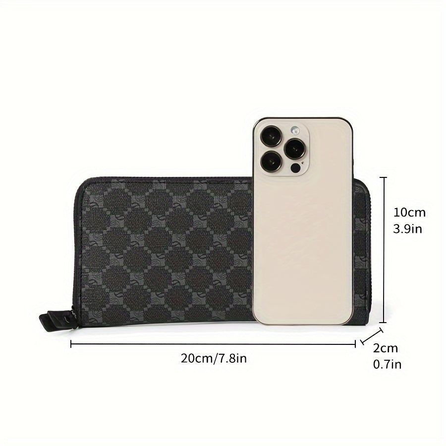 Men's Long Zippered Wallet with 20 cm Phone Pocket